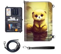 Travel Passport Wallet Passport,Family Passport Holder - Large Travel Passport Wallet Holder for Family Men Women, RFID Blocking,Lightweight Portable with Zipper Pocket, Cute Otter -1880