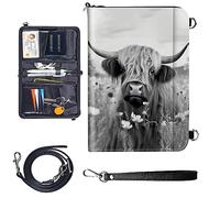 Travel Passport Wallet Passport,Family Passport Holder - Large Travel Passport Wallet Holder for Family Men Women, RFID Blocking,Lightweight Portable with Zipper Pocket, Highland Cow Ox Cattle