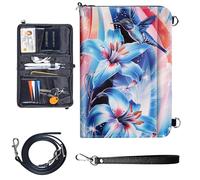 Travel Passport Wallet Passport,Family Passport Holder - Large Travel Passport Wallet Holder for Family Men Women, RFID Blocking,Lightweight Portable with Zipper Pocket, Blue Lily Hummingbird