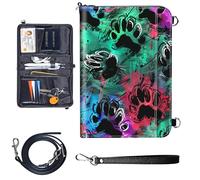 Travel Passport Wallet Passport,Family Passport Holder - Large Travel Passport Wallet Holder for Family Men Women, RFID Blocking,Lightweight Portable with Zipper Pocket, Colorful Dog Paw -1391