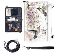 Travel Passport Wallet Passport,Family Passport Holder - Large Travel Passport Wallet Holder for Family Men Women, RFID Blocking,Lightweight Portable with Zipper Pocket, Hummingbird Pink Cherrys