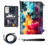 Travel Passport Wallet Passport,Family Passport Holder - Large Travel Passport Wallet Holder for Family Men Women, RFID Blocking,Lightweight Portable with Zipper Pocket, colorful smoke