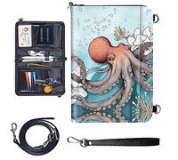 Travel Passport Wallet Passport,Family Passport Holder - Large Travel Passport Wallet Holder for Family Men Women, RFID Blocking,Lightweight Portable with Zipper Pocket, Octopus Marine Life, Travel