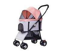 Travel Pet Stroller 3-in-1 Foldable Dog Cat Stroller for Small Medium Dogs Separable Backpack Carrier Pushchair, Pram with Adjustable Full Cover Awning, Double Brake (Orange)