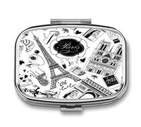 Travel Pill Box Eiffel Tower and Architectural Decoration Small Pill Box Purse Pill Box Medicine Storage Box, Portable Vitamin Box
