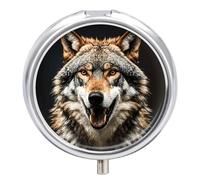 Travel Pill Box Organiser Small Pill Boxes,Hungry Like A Wolf Print Round Cute Metal Pill Case 3 Compartment Portable Daily Tablet Box for Purse & Pocket