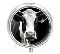 Travel Pill Box Pill Case Animal Funny Cow Head Black White Portable Pill Container Small Pill Box Pill Organizer Pocket Medicine Box Daily Pill Boxes Mini Pill Organizer