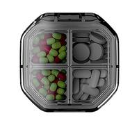 Travel Pill Box - Weekly Pill Organizer, Large Capacity 7 Day Ṕill Dispenser with 4 Or 6 Compartments | Portable Food Grade P̀Ill Box for Travel | Daily Medicine ťamin Supplements, Silicone Seal, Us