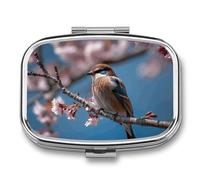 Travel Pill Case Small Pill Box Portable Pills Organizer with 2 Compartments A Little Bird Pocket Pills Container Fish Oil Box Cute Medicine Organizer Vitamin Organizers