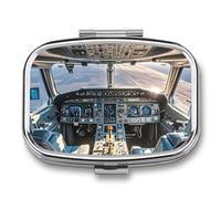 Travel Pill Case Small Pill Box Portable Pills Organizer with 2 Compartments Airplane Cockpit Pocket Pills Container Fish Oil Box Cute Medicine Organizer Vitamin Organizers