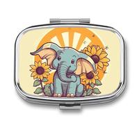 Travel Pill Case Small Pill Box Portable Pills Organizer with 2 Compartments Cheery Elephant Pocket Pills Container Fish Oil Box Cute Medicine Organizer Vitamin Organizers