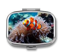 Travel Pill Case Small Pill Box Portable Pills Organizer with 2 Compartments Clown Fish Pocket Pills Container Fish Oil Box Cute Medicine Organizer Vitamin Organizers