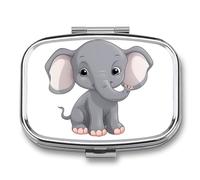 Travel Pill Case Small Pill Box Portable Pills Organizer with 2 Compartments Cute Cartoon Elephant Pocket Pills Container Fish Oil Box Cute Medicine Organizer Vitamin Organizers