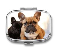 Travel Pill Case Small Pill Box Portable Pills Organizer with 2 Compartments Cute French Bulldog Pocket Pills Container Fish Oil Box Cute Medicine Organizer Vitamin Organizers