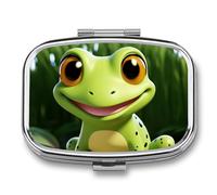 Travel Pill Case Small Pill Box Portable Pills Organizer with 2 Compartments Cute Frog Pocket Pills Container Fish Oil Box Cute Medicine Organizer Vitamin Organizers
