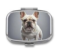 Travel Pill Case Small Pill Box Portable Pills Organizer with 2 Compartments French Bulldog Pocket Pills Container Fish Oil Box Cute Medicine Organizer Vitamin Organizers