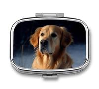 Travel Pill Case Small Pill Box Portable Pills Organizer with 2 Compartments Golden Retriever Pocket Pills Container Fish Oil Box Cute Medicine Organizer Vitamin Organizers