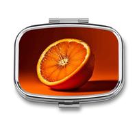 Travel Pill Case Small Pill Box Portable Pills Organizer with 2 Compartments Half an Orange Pocket Pills Container Fish Oil Box Cute Medicine Organizer Vitamin Organizers