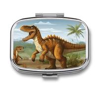 Travel Pill Case Small Pill Box Portable Pills Organizer with 2 Compartments Jurassic Period Dinosaur Pocket Pills Container Fish Oil Box Cute Medicine Organizer Vitamin Organizers