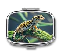 Travel Pill Case Small Pill Box Portable Pills Organizer with 2 Compartments Leopard Little Gecko Pocket Pills Container Fish Oil Box Cute Medicine Organizer Vitamin Organizers