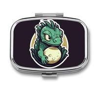 Travel Pill Case Small Pill Box Portable Pills Organizer with 2 Compartments Little Green Dragon's Egg Pocket Pills Container Fish Oil Box Cute Medicine Organizer Vitamin Organizers