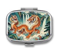 Travel Pill Case Small Pill Box Portable Pills Organizer with 2 Compartments Longhu Mountain Waterfall, China Pocket Pills Container Fish Oil Box Cute Medicine Organizer Vitamin Organizers