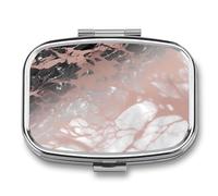 Travel Pill Case Small Pill Box Portable Pills Organizer with 2 Compartments Marble Color Rose Gold Pocket Pills Container Fish Oil Box Cute Medicine Organizer Vitamin Organizers