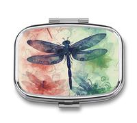 Travel Pill Case Small Pill Box Portable Pills Organizer with 2 Compartments Modern Dragonfly Pocket Pills Container Fish Oil Box Cute Medicine Organizer Vitamin Organizers