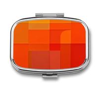 Travel Pill Case Small Pill Box Portable Pills Organizer with 2 Compartments Orange and Gray Abstract Pocket Pills Container Fish Oil Box Cute Medicine Organizer Vitamin Organizers