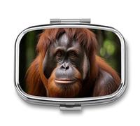 Travel Pill Case Small Pill Box Portable Pills Organizer with 2 Compartments Orangutan Taking Photo Pocket Pills Container Fish Oil Box Cute Medicine Organizer Vitamin Organizers