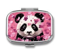 Travel Pill Case Small Pill Box Portable Pills Organizer with 2 Compartments Pink Panda Cotton Pocket Pills Container Fish Oil Box Cute Medicine Organizer Vitamin Organizers