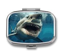 Travel Pill Case Small Pill Box Portable Pills Organizer with 2 Compartments Shark Mouth Pocket Pills Container Fish Oil Box Cute Medicine Organizer Vitamin Organizers