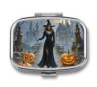 Travel Pill Case Small Pill Box Portable Pills Organizer with 2 Compartments Witches Pocket Pills Container Fish Oil Box Cute Medicine Organizer Vitamin Organizers