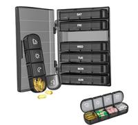 Travel Pill Organ-iser - Pill Box | Daily Medicine Case Container - Portable 28-Compartment Pillbox, Mini Sealed Travel Pillbox for Week Organized, Will Keep Your Medication Schedule On Track