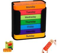 Travel Pill Organiser 7 Day, Portable Pill Box, Cod Liver Oil, Supplements and Medication for Travel Work (Black)