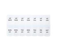 Travel Pill Organiser Box, Medicience Box Organiser, Pill Boxes 7 Day 2 Times a Day Weekly Medicine Storage Box, 7 Compartment Travel Pill Dispenser for Medicine, Supplement, Fish Oil