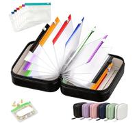 Travel Pill Organiser Case, Portable Binder Style Medication Wallet with 7 Or 14 Waterproof EVA Pouches, Clear A8 Zipper Bags for Vitamin, Supplements & Holiday Travel
