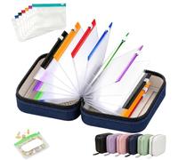 Travel Pill Organiser Case, Portable Binder Style Medication Wallet with 7 Or 14 Waterproof EVA Pouches, Clear A8 Zipper Bags for Vitamin, Supplements & Holiday Travel