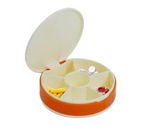 Travel Pill Organiser, Portable Pill Dispenser, Round Pill Container in Five Grid Design, Sealed Medication Planner, Weekly Organiser Case, for Small Items