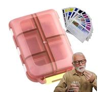 Travel Pill Organizer 3 Cm Small Weekly Pill Case | Portable Piłl Box ABS & Paper 10 Compartments 147 Pills Stickers Compact Medicine Storage Container for Trips Travel Pills Case