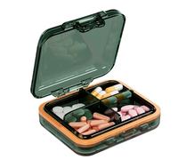 Travel Pill Organizer，4 Compartments Portable Pill Case, Boasts a Silicone Seal Design, Pill Organizer Travel for Fish Oil Vitamin Supplement Storage (Green)