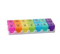 Travel Pill Organizer - Anti-Moisture Chews Container,with 14 Detachable Compartments Pill Case Am Pm - for Morning, Afternoon, Purse, Pocket, Home, Fridge, Workplace