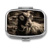 Travel Pill Organizer Cute Black and White Goat Printing Medicine Small Pill Box Portable Vitamin Holder Organizer for Daily Use & Travel