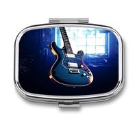 Travel Pill Organizer Cute Blue Guitar Printing Medicine Small Pill Box Portable Vitamin Holder Organizer for Daily Use & Travel