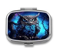 Travel Pill Organizer Cute Blue Owl Printing Medicine Small Pill Box Portable Vitamin Holder Organizer for Daily Use & Travel