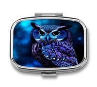 Travel Pill Organizer Cute Blue Owl Printing Medicine Small Pill Box Portable Vitamin Holder Organizer for Daily Use & Travel