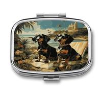 Travel Pill Organizer Cute Dachshund Dog Bento Printing Medicine Small Pill Box Portable Vitamin Holder Organizer for Daily Use & Travel