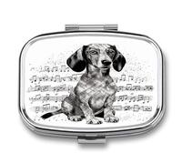 Travel Pill Organizer Cute Dachshund Music Notes Printing Medicine Small Pill Box Portable Vitamin Holder Organizer for Daily Use & Travel