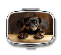 Travel Pill Organizer Cute Dog Dachshund Printing Medicine Small Pill Box Portable Vitamin Holder Organizer for Daily Use & Travel