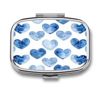 Travel Pill Organizer Cute Hand Drawn Blue Heart Printing Medicine Small Pill Box Portable Vitamin Holder Organizer for Daily Use & Travel